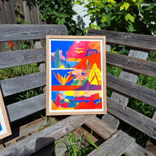 Charger l'image dans la galerie, Je suis très heureux de vous proposer cette édition produite avec Anouck Constant, imprimée chez Shlag Lab ! Carte blanche à Anouck et recherche commune avec Samuel du Shlag Lab pour trouver les couleurs qui allaient le mieux mettre en valeur l'invitation au voyage et au grand air de cette illustration. COLLOQUE est un concept-store à la fois librairie, disquaire et décoration. Vous y trouverez vinyles, cassettes, sérigraphies, risographies, bande-dessinées, fanzines, artisanat, céramique, verre soufflé...