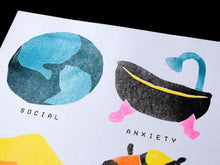 Charger l'image dans la galerie, Affiche, poster, illustration imprimée en risographie par à New York City, USA, tirage limité numéroté et signé par l'artiste Ivy Zheyu Chen et son studio Upon. COLLOQUE est un concept-store proposant musique, illustration et artisanat. Nombreuses idées cadeaux !