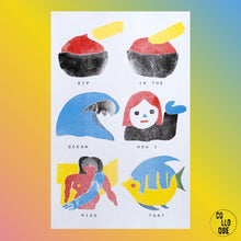 Charger l'image dans la galerie, Affiche, poster, illustration imprimée en risographie par à New York City, USA, tirage limité numéroté et signé par l'artiste Ivy Zheyu Chen et son studio Upon. COLLOQUE est un concept-store proposant musique, illustration et artisanat. Nombreuses idées cadeaux !