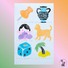 Charger l'image dans la galerie, Affiche, poster, illustration imprimée en risographie par à New York City, USA, tirage limité numéroté et signé par l'artiste Ivy Zheyu Chen et son studio Upon. COLLOQUE est un concept-store proposant musique, illustration et artisanat. Nombreuses idées cadeaux !