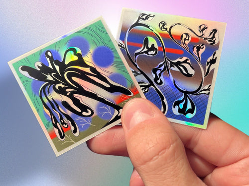 Stickers illustrés holographiques de Thomas Merceron. COLLOQUE est un concept-store proposant musique, illustration et artisanat. Vous y trouverez de nombreuses idées cadeaux !