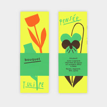 Charger l'image dans la galerie, Leporello de l'illustratrice Julie Legrand, bouquet fleuri de 5 fleurs sérigraphiées, 1 fleur par facette et 1 grande affiche au dos. COLLOQUE est un concept-store proposant musique, illustration et artisanat. Nombreuses idées cadeaux !