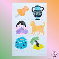 Affiche, poster, illustration imprimée en risographie par à New York City, USA, tirage limité numéroté et signé par l'artiste Ivy Zheyu Chen et son studio Upon. COLLOQUE est un concept-store proposant musique, illustration et artisanat. Nombreuses idées cadeaux !