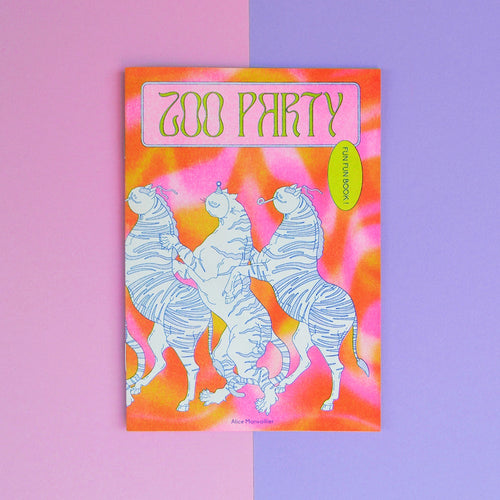 zoo party, alice monvaillier, fanzine, livre jeux, riso, risographie