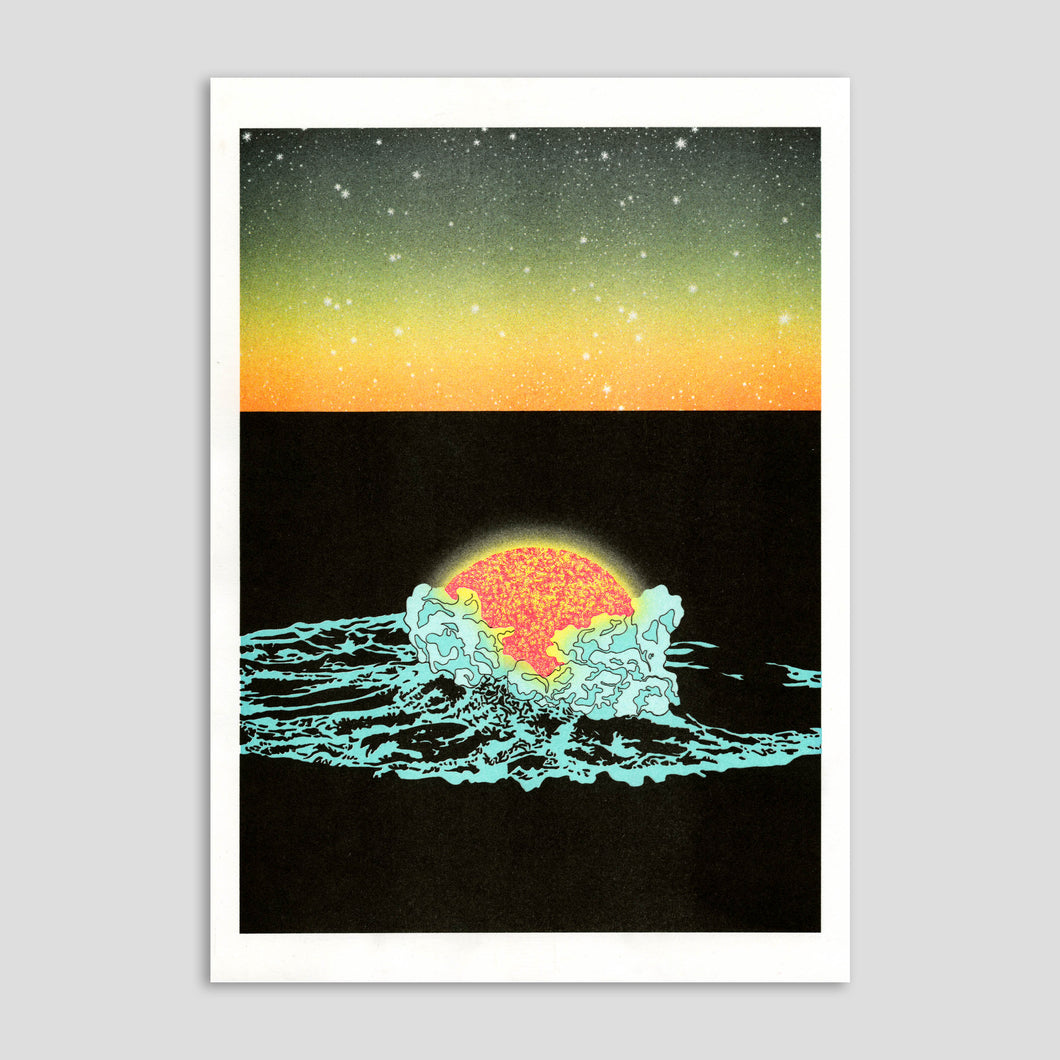 Affiche, poster imprimé en risographie. Tirage limité et signé par l'artiste Salomé Michard. COLLOQUE est un concept-store proposant musique, illustration et artisanat. Nombreuses idées cadeaux !
