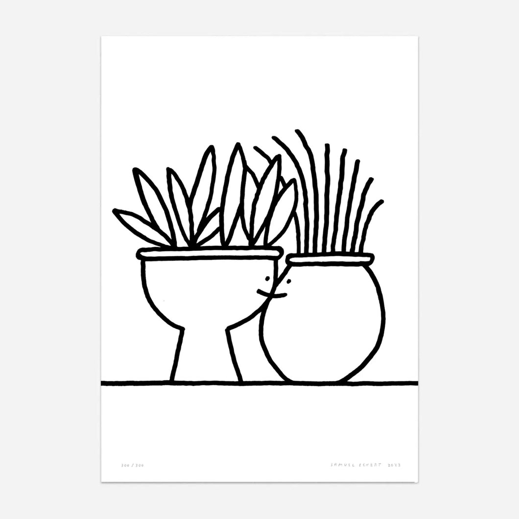 bisou plante, Affiche, poster, impression giclée de l'artiste Samuel Eckert. COLLOQUE est un concept-store proposant musique, illustration et artisanat. Nombreuses idées cadeaux !
