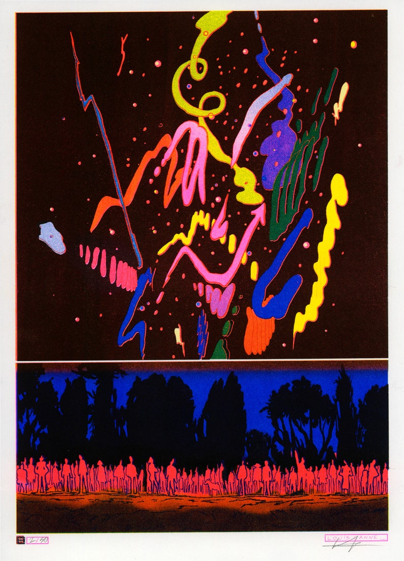 louis lanne affiche spectacle dans le ciel dyptique poster illustration risographie